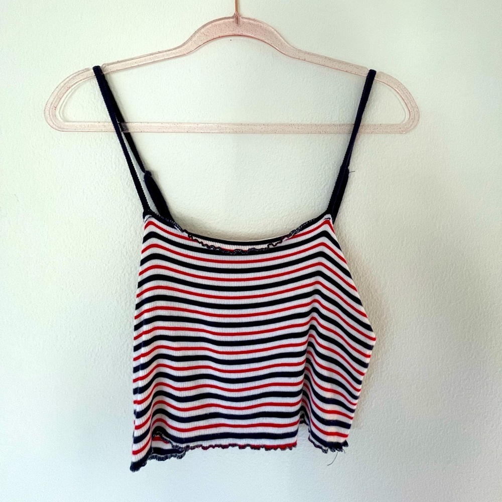 Garage Red, White & Blue Striped Tank